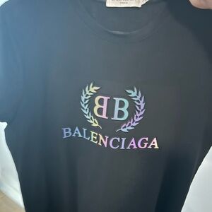 Balenciaga Black T-Shirt with Multicolor Logo